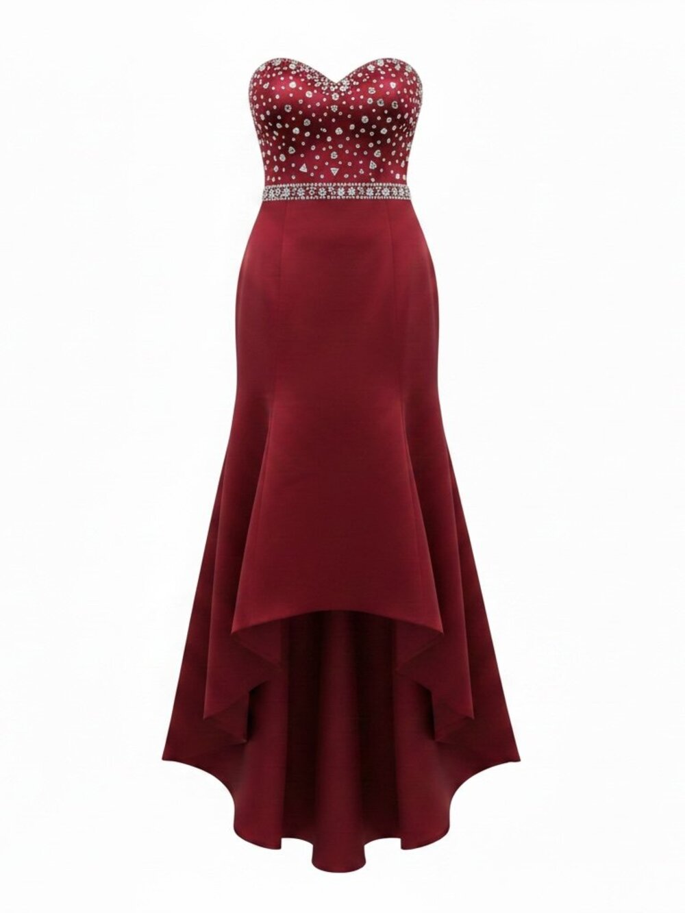 Wedding Dress Red High Low Strapless Formal Gown